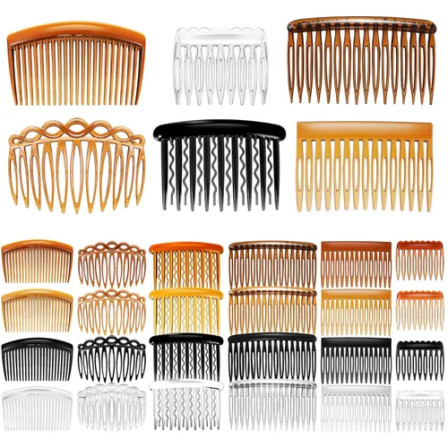 Miniatura 7 de 24 piezas de juego de peines laterales franceses de plástico para cabello con rizos, pinzas para el cabello, accesorios para niñas y mujeres