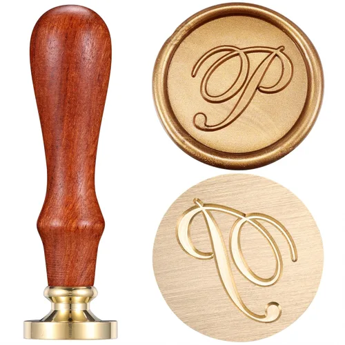 Miniatura 14 de Yoption - Sello de cera con diseño de letra del alfabeto y cabeza de latón retro, sello clásico