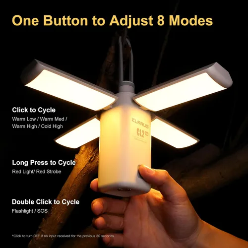 Miniatura 5 de KLARUS CL2 Rechargeable Camping Lantern, 750LM 7 Light Modes Waterproof Foldable Tent Light with Power Supply for Emergency, Camping, Beach, Travel