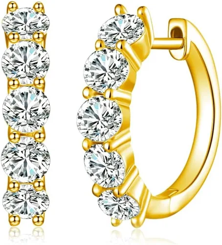 Miniatura 2 de AnuClub Aretes de aro de moissanita, 3 quilates de color D, aretes de aro de corte redondo, plata de ley 925 con certificado GRA
