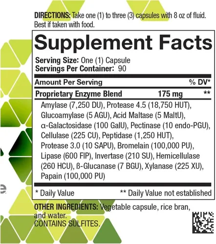 Miniatura 2 de 4Life - Digest4Life Digestive Enzimes - con amilasa, proteasa, lipasa, alfa galactosidasa, para descomposición de nutrientes y salud intestinal - 90