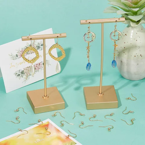 Miniatura 4 de SUNNYCLUE 1 Caja 100Pcs Ganchos de Pendiente Franceses Chapados en Oro Real de 18K, Pendientes de Anillo de Pescado, Alambres de Acero Inoxidable