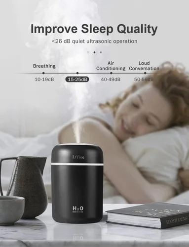 Miniatura 4 de LtYioe Humidificador portátil mini humidificador para dormitorio, escritorio personal humidificador de aire de niebla fría con luz nocturna