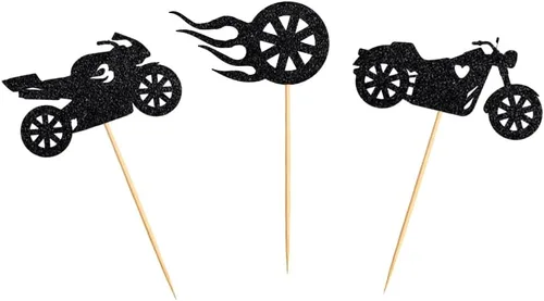 Miniatura 2 de 24 piezas de adornos para cupcakes de motocicleta para fiesta temática de motocicleta, fiesta de cumpleaños de hombre o niño, boda, baby shower