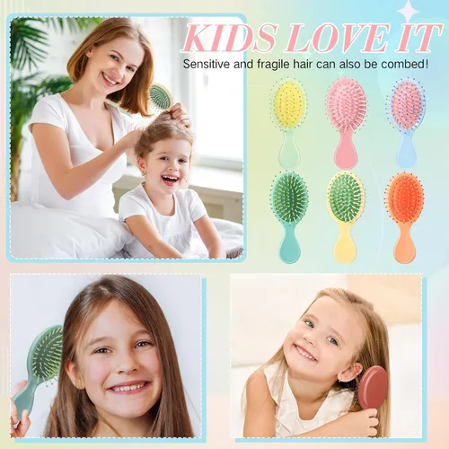 Miniatura 4 de Paquete de 36 mini cepillos desenredantes para desenredar chorros para niños pequeños, cerdas suaves, cepillo de viaje para mujeres y niñas