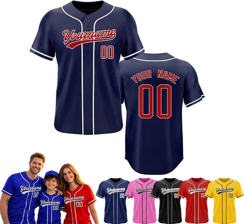 Miniatura 14 de Camiseta de béisbol personalizada, nombre del equipo, número de equipo, logotipo, camisetas impresas cosidas, uniformes deportivos, regalos