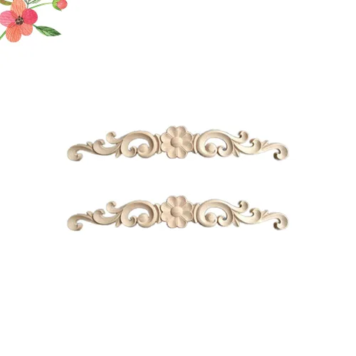 Miniatura 3 de Ciieeo Cabezal de puerta con apliques de madera maciza, 2 piezas de 13.58 x 2.16 x 0.31 pulgadas, marcos de puerta de armario tallados sin pintar