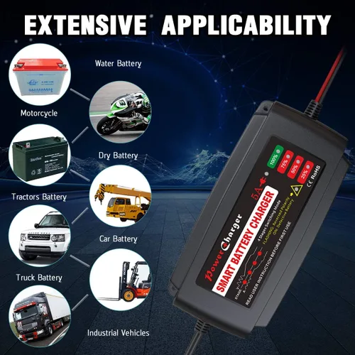 Miniatura 5 de BMK - Cargador de batería portátil de 12 V 5 A con ligador desmontable, anillos, clips, carga rápida, resistente al agua, cargador para coche