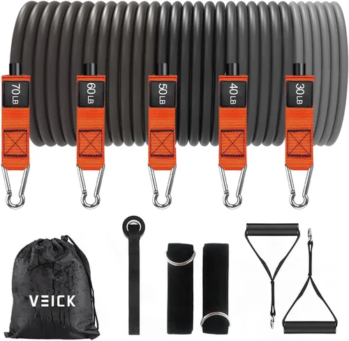 Miniatura 28 de VEICK Bandas de resistencia, bandas de ejercicio, bandas de entrenamiento, bandas de resistencia para entrenar con asas para hombres y mujeres