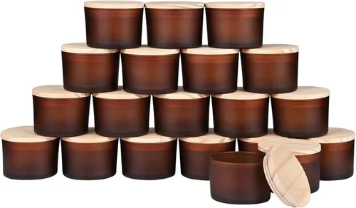 Miniatura 11 de SHOWIN Tarros Gruesos para Velas para Hacer Velas 20 Pcs, 7 OZ Tarros Vacíos con Tapas de Madera para Hacer Velas, Recipiente de Muestra
