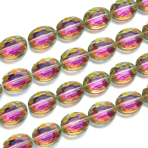 Miniatura 9 de 50pcs Checa 16mm (0.63 inch) Grande facetado Plano Oval Cristal Cuentas Espaciador Amatista Púrpura