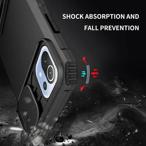 Miniatura 4 de Asuwish Funda de teléfono para Xiaomi Mi 11 Lite 4G/5G con protector de pantalla de vidrio templado y cubierta de cámara deslizante Soporte Soporte