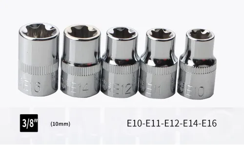 Miniatura 3 de E-Torx Star Socket Set de 14 piezas con funda, 1/4, 3/8, 1/2 pulgadas. Juego de llaves de estrella externas hembra E4-E24 Rojo