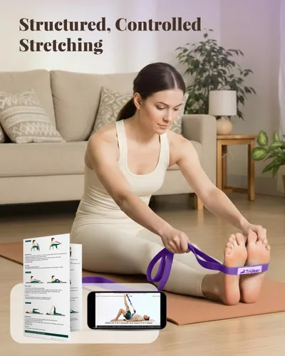 Miniatura 6 de Trideer Stretching Strap with Loops & Leg Lifter, Non-Elastic PT-Style Physical Therapy Strap for Knee Replacement Rehab, Hamstring, Calf & Back