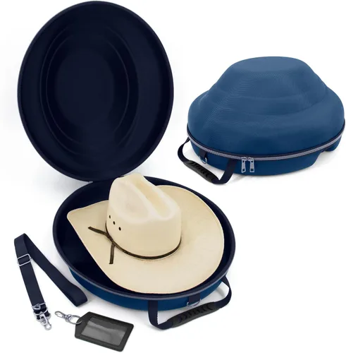 CASEMATIX Caja de sombrero de vaquero y almacenamiento portátil para sombreros de vaquero para bordes de hasta 4.75 pulgadas, funda rígida para