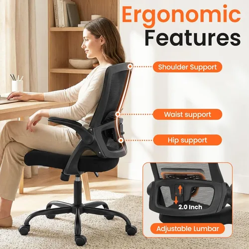 Miniatura 5 de NEO CHAIR Silla de oficina con respaldo alto, silla de malla, cómodo asiento de computadora para juegos con reposabrazos y ruedas abatibles