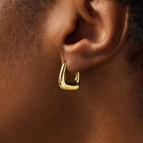 Miniatura 97 de Aretes de aro gruesos de oro para mujer, chapados en oro de 14 quilates, aretes de aro triple, hipoalergénicos, a la moda, aretes de aro gruesos