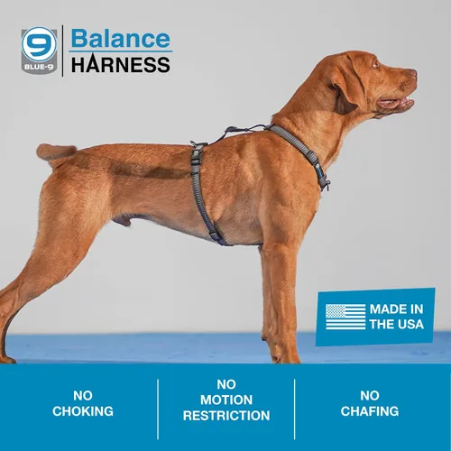 Miniatura 3 de Blue-9 Arnés reflectante con hebilla para perro, ajustable en el cuello, arnés de equilibrio sin jalón totalmente personalizable con costura Gris