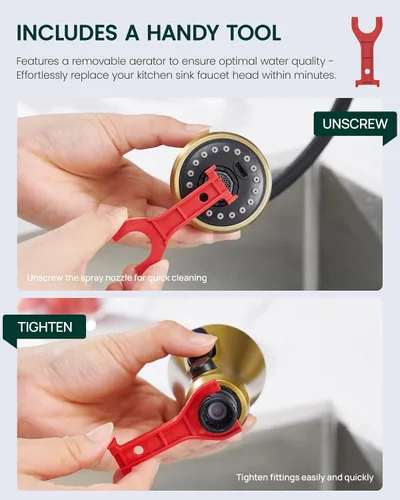 Miniatura 8 de Cabezal de llave de cocina de repuesto, cabezal de pulverización de llave de cocina de 3 funciones con 15 adaptadores - Reemplazo de boquilla