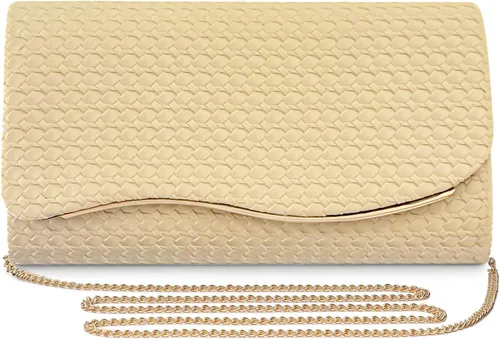 Miniatura 10 de UBORSE Bolsos de mano de noche para mujer, bolso de noche formal tejido, de cuero vegano, bolso cruzado de hombro, bolsa tipo sobre