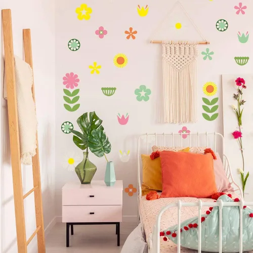 Miniatura 4 de Tempaper Calcomanías de pared retro florales autoadhesivas, multicolor Floral retro