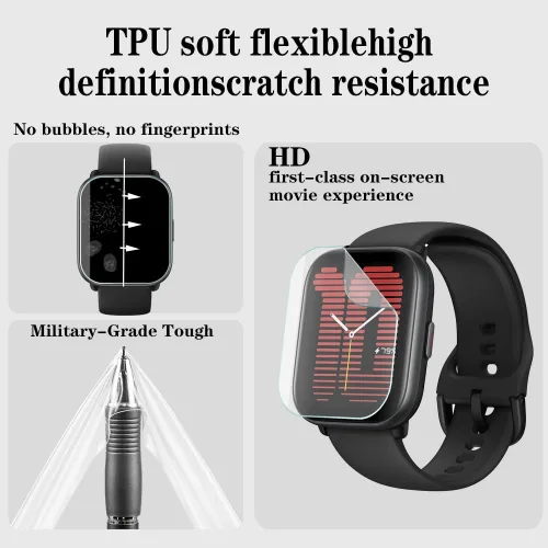 Miniatura 2 de Protector de pantalla para reloj (4+2 unidades) compatible con Amazfit Active, funda protectora de TPU suave, antiarañazos, alta definición