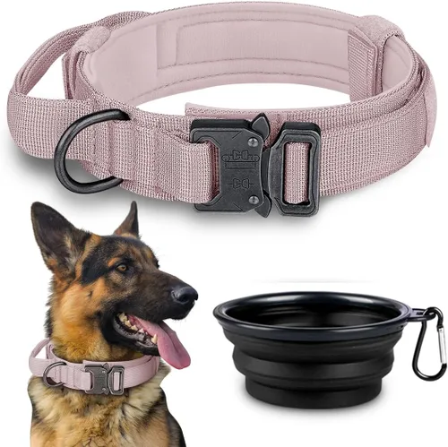Miniatura 14 de COOYOO Juego de 3 collares tácticos para perros, collar ajustable de nailon para entrenamiento militar con mango de control y hebilla de metal