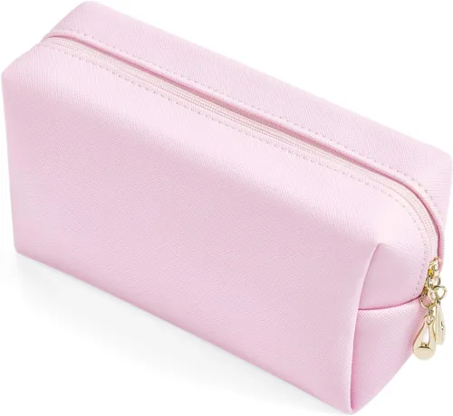Miniatura 15 de Bolsa de cosméticos de piel sintética para mujer, bolsa de maquillaje minimalista para uso diario, bolsa de almacenamiento portátil, pequeña bolsa