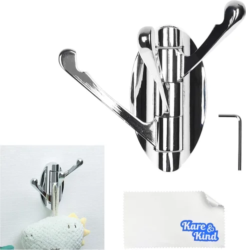 Miniatura 8 de Kare Kind - 1 gancho giratorio de acero inoxidable – Plegable, soporte sólido para chaqueta – Tres brazos oscilantes – para colgar ropa húmeda
