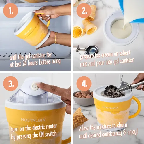 Miniatura 5 de Nostalgia Máquina Eléctrica para Hacer Helado - Máquina de Helado Suave al Estilo Antiguo Prepara Yogur Congelado o Gelato en Minutos - Divertido