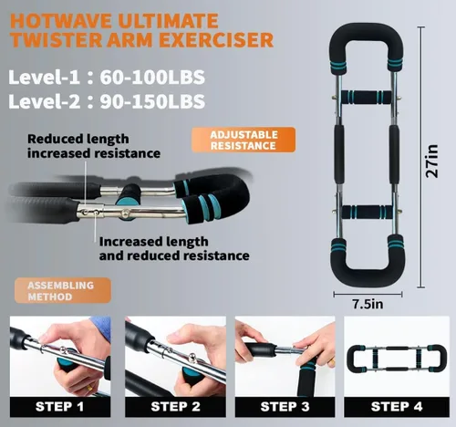 Miniatura 6 de HOTWAVE Twister Arm Trainer, Adjustable Chest & Arm Exerciser for Men Women, Portable Home Fitness Equipment Kit for Upper Body Muscle Strength Kit