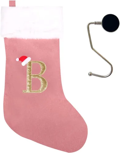 Miniatura 81 de Medias de Navidad de 20 pulgadas con monograma, letras, medias súper suaves grandes de Navidad, medias de monograma rojo para Navidad, regalo