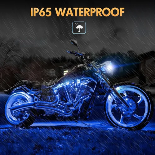 Miniatura 7 de Nilight Juego de 8 tiras de luces LED RGB para motocicleta, luces de atmósfera impermeables de neón multicolor con control remoto inteligente