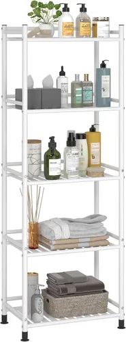 Miniatura 10 de Esquinero de almacenamiento de 4 niveles para el baño, estante abierto de pie, estante de esquina de metal para la cocina, salón, pasillo