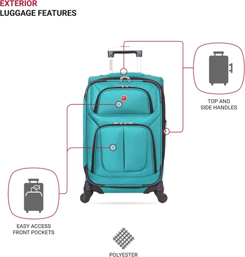 Miniatura 3 de SwissGear - Equipaje suave expandible Sion con ruedas, verde azulado