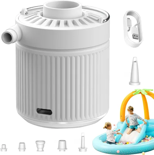 Miniatura 9 de Bomba de aire eléctrica – Inflador recargable, bomba portátil de llenado rápido, dispositivo de inflado ligero sin esfuerzo Boquilla Multti