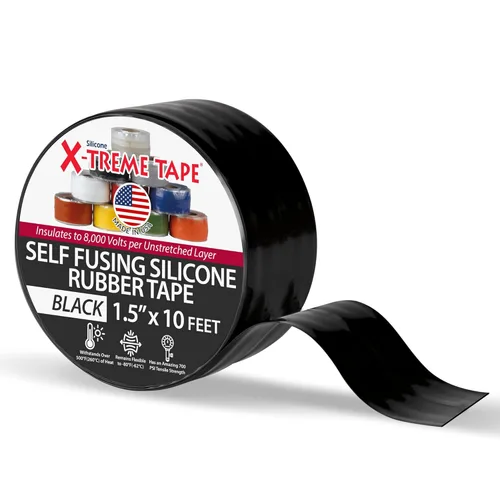 Miniatura 8 de X-Treme Tape MOCAP Cinta Eléctrica de Servicio Pesado, Goma de Silicona Autofusible, Cinta Flexible Impermeable y Aislante, Eléctrica para Negro