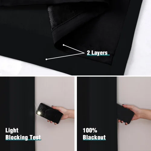 Miniatura 4 de ChrisDowa Cortinas 100% Opacas para Dormitorio con Forro Negro, 2 Capas Gruesas Totalmente Opacas con Aislamiento Térmico y Ojales, Cortinas