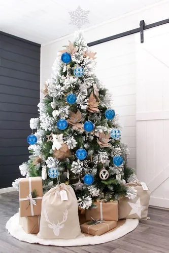 Miniatura 6 de Hollyone Adornos de bola de Navidad de 3.15 pulgadas / 80 mm, azul, 12 piezas, irrompibles, juego de adornos en relieve para árbol de Navidad