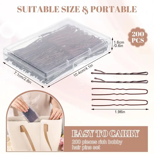 Miniatura 2 de Kit de 200 horquillas para el cabello, horquillas y horquillas en forma de U, regalos para mujeres y niñas con caja de almacenamiento, peinados