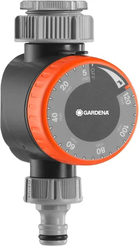 Gardena Temporizador de agua: Temporizador automático para grifos de 1.043 in (3/4 pulgadas) o 1.311 in (G1), tiempo de riego flexible (5-120 min),