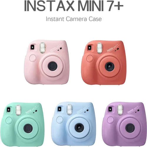 Miniatura 2 de Rieibi Funda de piel sintética Mini 7+, funda protectora para cámara instantánea Fujifilm Instax Mini 7+ con correa de hombro ajustable