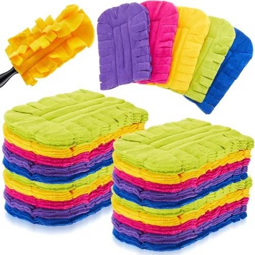 Zubebe 40 piezas de repuesto de plumero de forro polar reutilizables, plumeros planos de plumas, almohadillas de limpieza lavables para múltiples