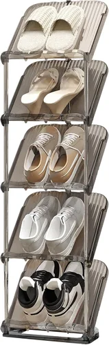 Miniatura 8 de YYW Estante para zapatos estrecho vertical, estante para zapatos para entrada, organizador de almacenamiento de zapatos de esquina para espacios