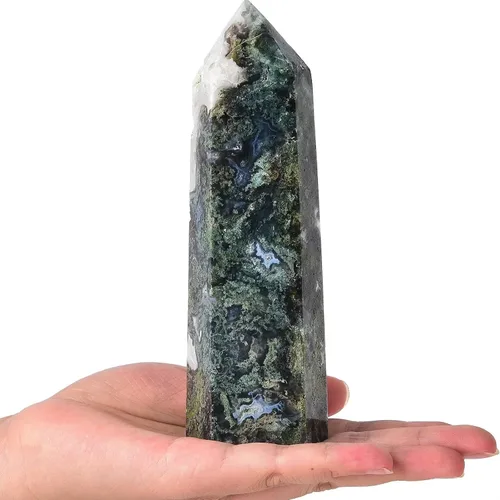 Miniatura 12 de AMOYSTONE Obelisco de Piedra de Sangre Africana Varita de Cristal Curativo Grande Torre Columna Facetada de 6 Lados Reiki Chakra Meditación Terapia
