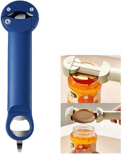 Abridor de botellas para manos débiles, manos artríticas, personas mayores, baja resistencia y niños con abridor de cerveza azul