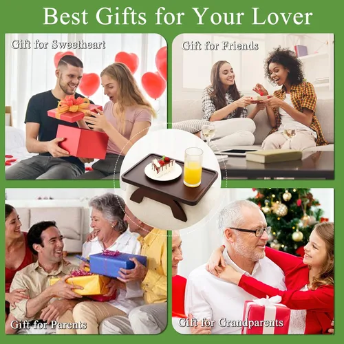 Miniatura 8 de SINWANT Bandeja para Brazo de Sofá, Bandeja de Bambú con Clip para Brazo de Sofá, Bandeja para Reposabrazos de Sofá Adecuada para Nogal