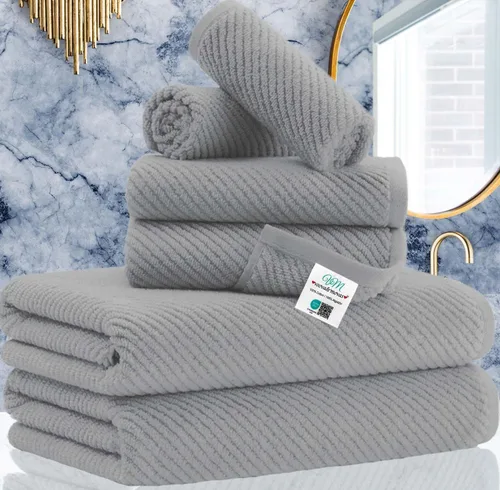 Miniatura 27 de VOOVA & MOVAS Toallas de baño amarillas – 100% algodón Secado rápido Peso Gruesas Suave, juego de 6 toallas de baño, 2 toallas grandes de 30