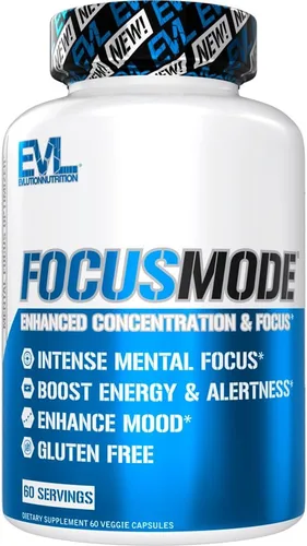 Evlution Nutrición Energía Mental y Suplemento de Enfoque para Adultos - Suplemento de apoyo cerebral nootrópicos con cafeína L teanina alfa GPC y