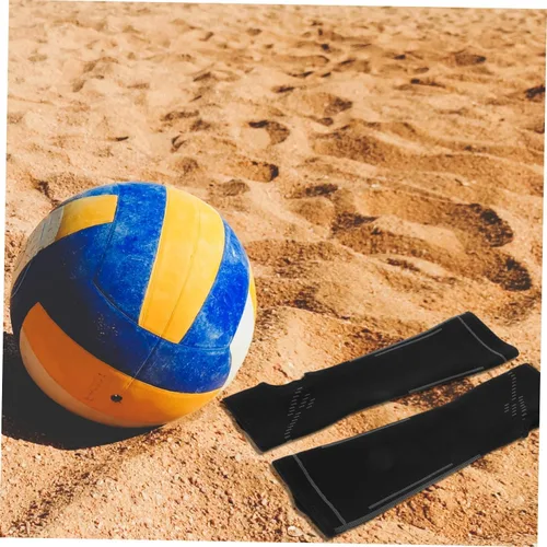 Miniatura 4 de Deportes Brazo Protectores Voleibol Antebrazo Mangas Conjunto Hombres Mangas de Compresión Cobertura Extendida Negro
